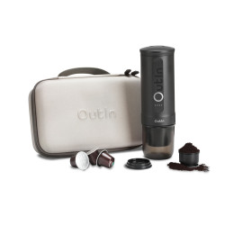 Outin Nano (Space Grey) set - aparat za kavu za putovanja + zaštitna torbica